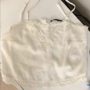 VINTAGE Brandy Melville White Lace Silk Tank